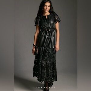 The Somerset Maxi Dress: Faux Leather Embroidered Edition by Anthropologie